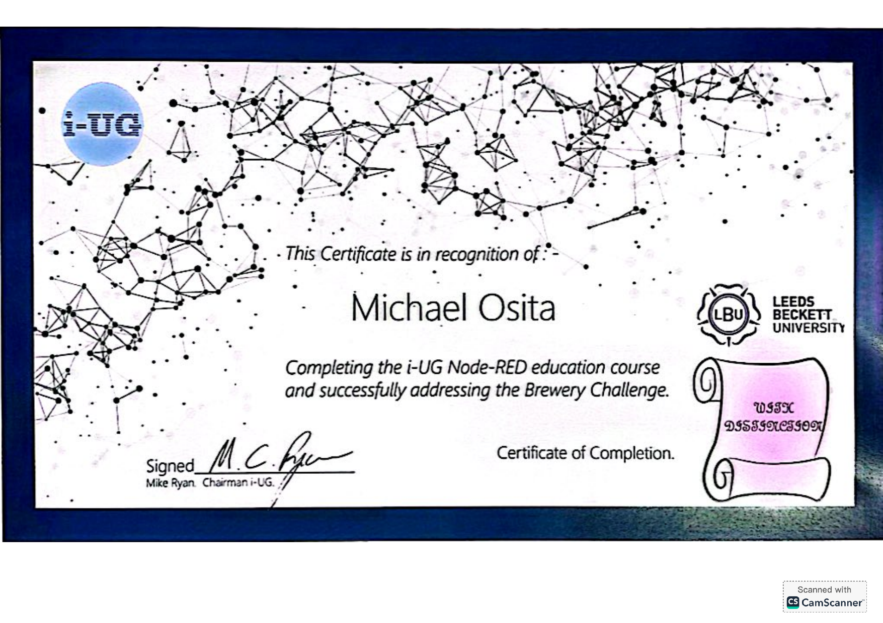 i-UG Node-RED Education Course Certificate