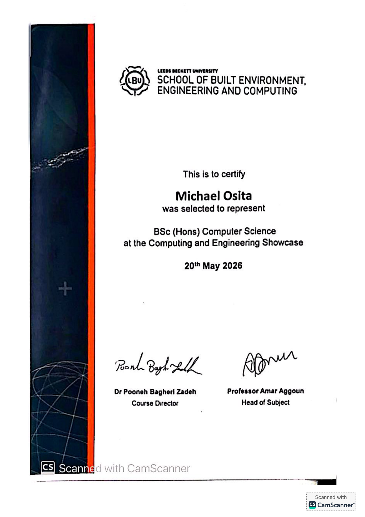 Computing and Engineering Showcase Certificate